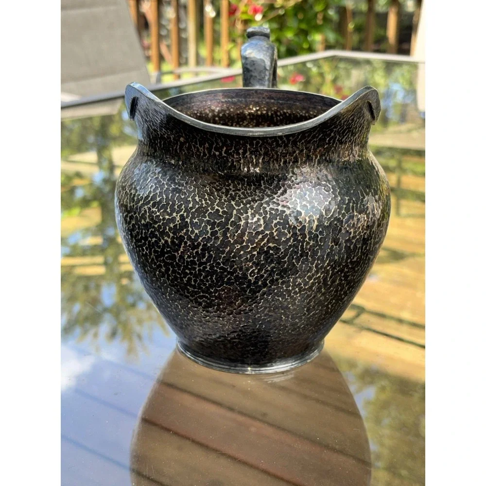 Antique Barbour Silver Co BSCEP Hammered Pitcher 05173 Dark Patina Arts Crafts